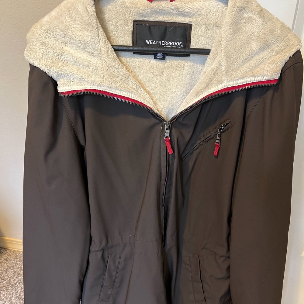 Lined winter coat.
